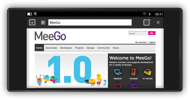 MeeGo Handset Project Day 1: Browser (Landscape-Modus)