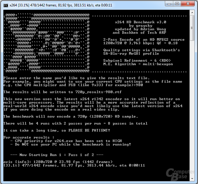 x264 HD Benchmark 3.19