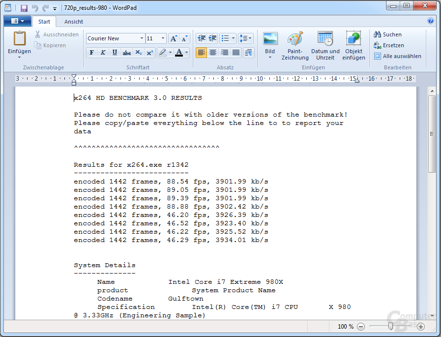 x264 HD Benchmark 3.19