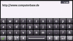 Standard-Browser: Eingabe im Landschafts-Modus