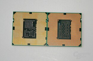 „Clarkdale“ links vs. „Sandy Bridge“ rechts
