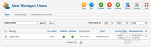 Users Menu – User Manager