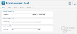 Extensions Menu – Extension Manager -> Install