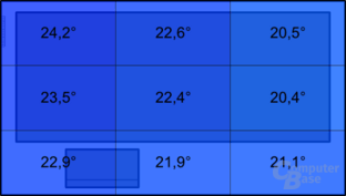 Temperatur an der Oberseite im Leerlauf: MacBook Pro 17" (2011)
