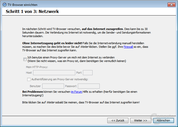 TV-Browser einrichten – Netzwerk