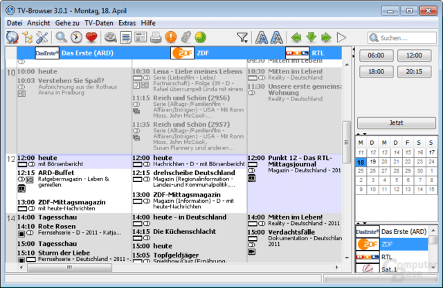 TV-Browser 3.0.1 – Hauptansicht