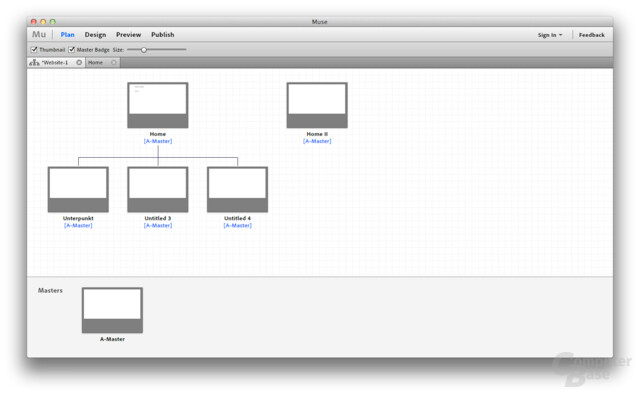Adobe Muse Beta – Sitemap-Planung