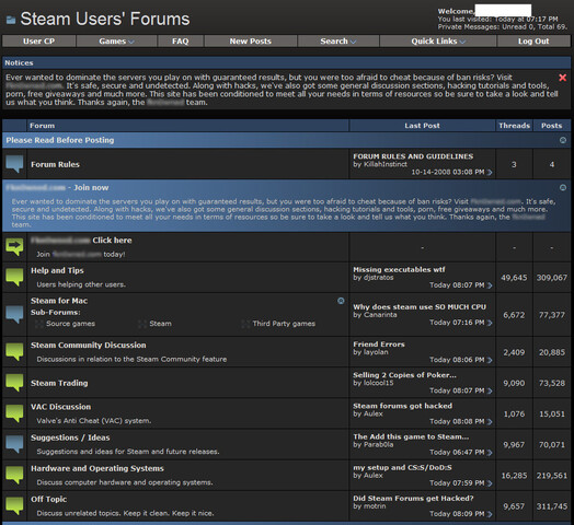 Ankündigung und neues Unterforum im Steam-Forum