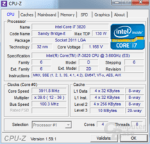 Intel Core i7-3820 im Turbo für ein/zwei Kerne Intel Core i7-3820 im Turbo für ein/zwei Kerne