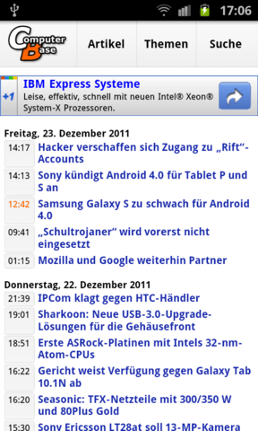Mobile Startseite