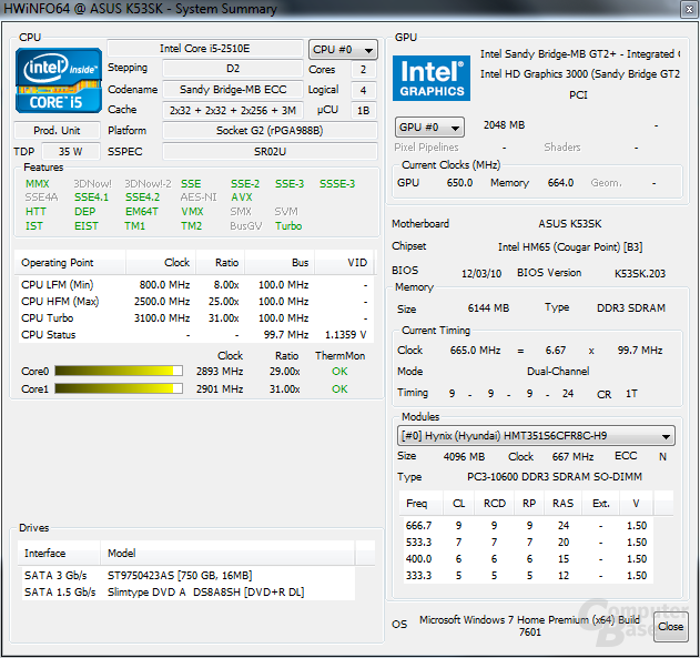 Asus X53SK: System unter Last