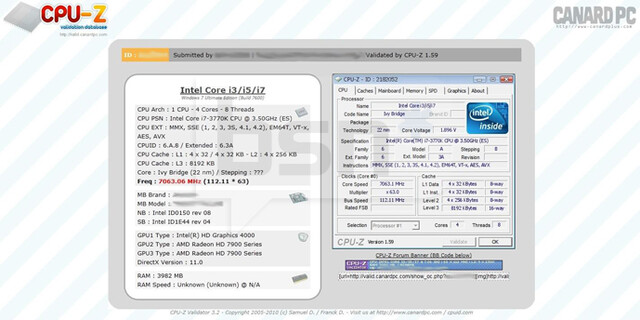 Intel Core i7-3770K bei 7.063 MHz