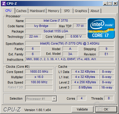 Intel Core i7-3770 im Idle