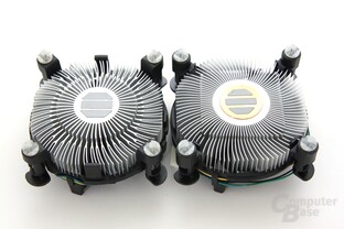 65-Watt-Kühler (li) vs. 95-Watt-Kühler (re)