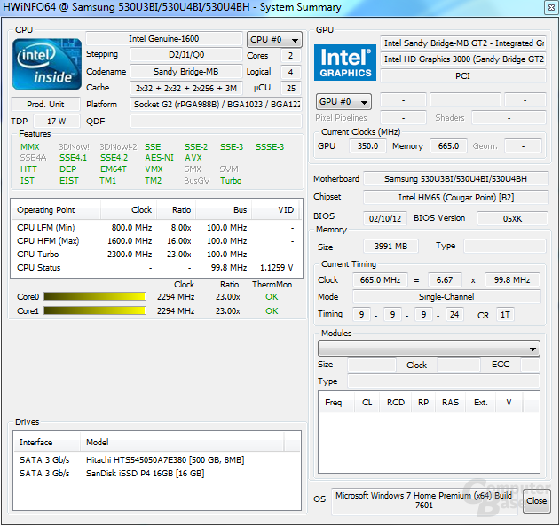 Samsung 530U3B: System unter Last