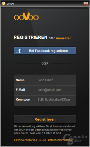 Registrieren oder Anmelden