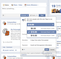 Bezahlmodell für Facebook-Statusmeldungen