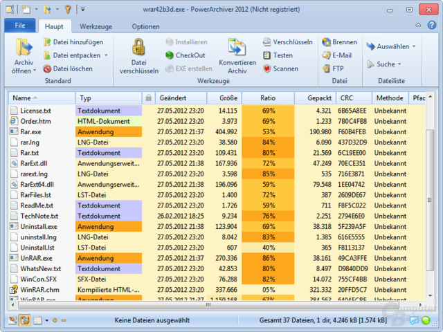 PowerArchiver 2012 – Hauptfenster