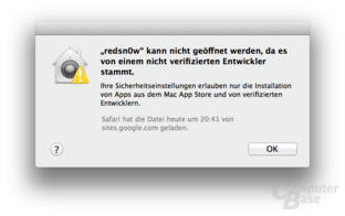 Verschärfte Sicherheitseinstellung unter OS X 10.8 Mountain Lion