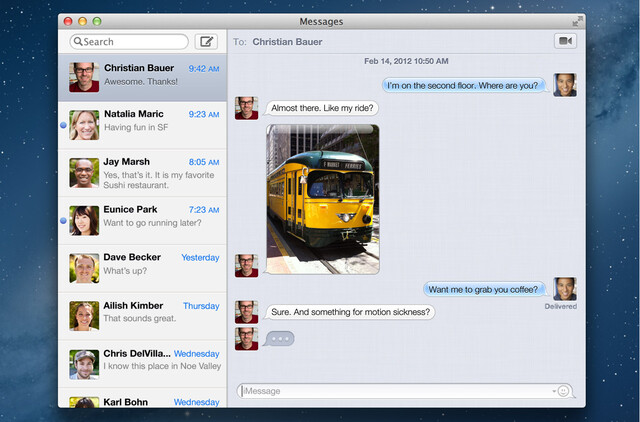 iMessages in OS X 10.8 Mountain Lion