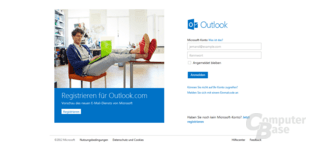 Anmeldeseite auf Outlook.com