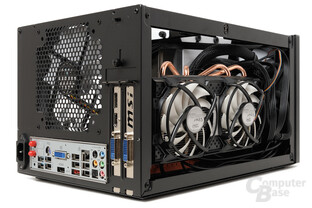 Fractal Design Node 304 – Testsystem, hintere Seitenansicht Fractal Design Node 304 – Testsystem, hintere Seitenansicht
