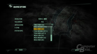 Crysis 3 Konfigurationsmenü