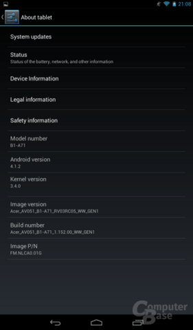 Acer Iconia Tab B1 - Android-Info