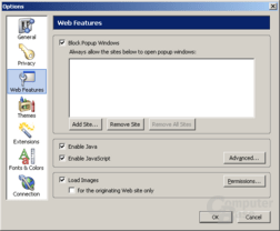 Einstellungen - Web Features