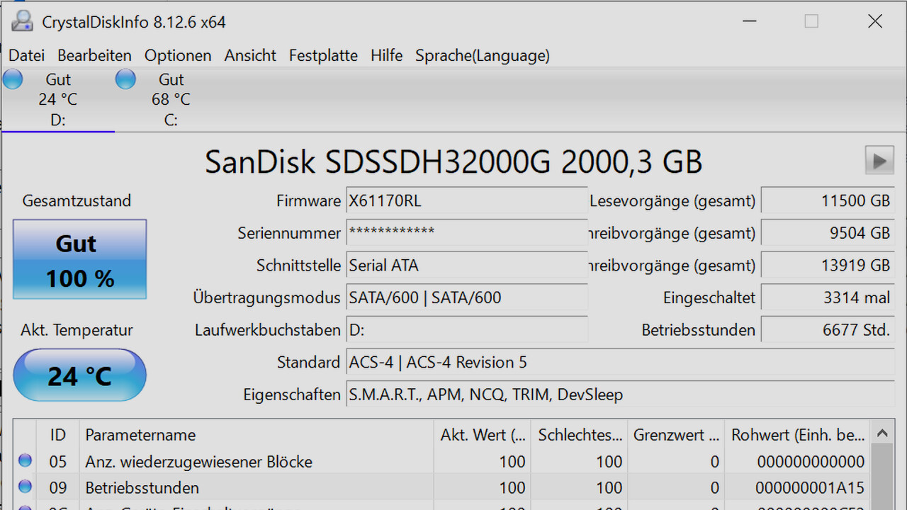 CrystalDiskInfo 8.12.6: Neue Version des Tools mit Optimierungen für SSDs