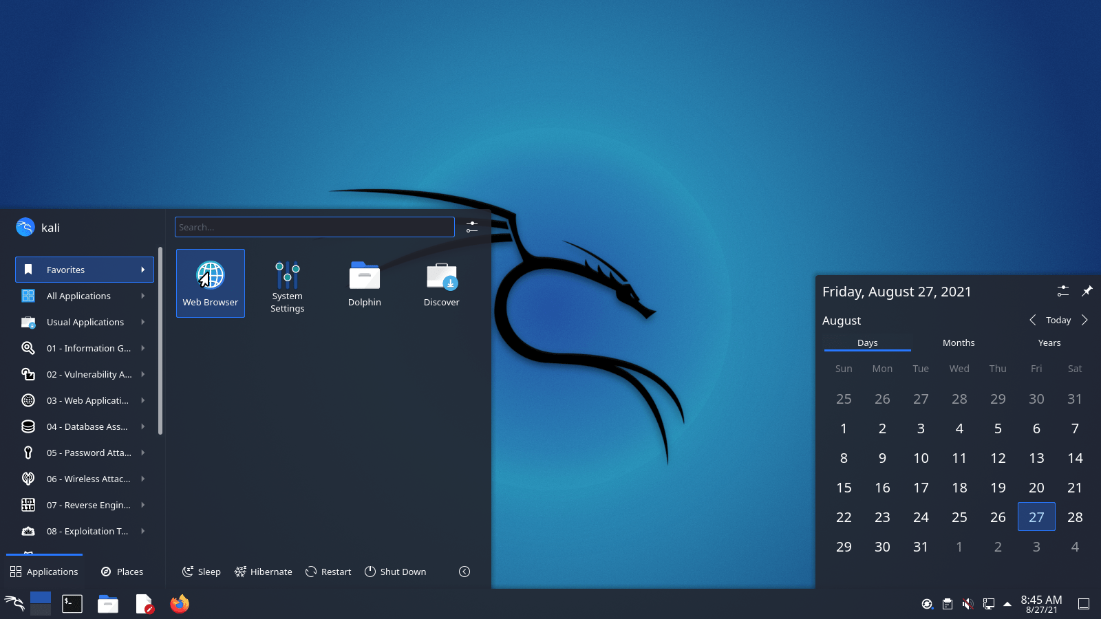 Kali Linux 2021.3 mit KDE Plasma 5.21