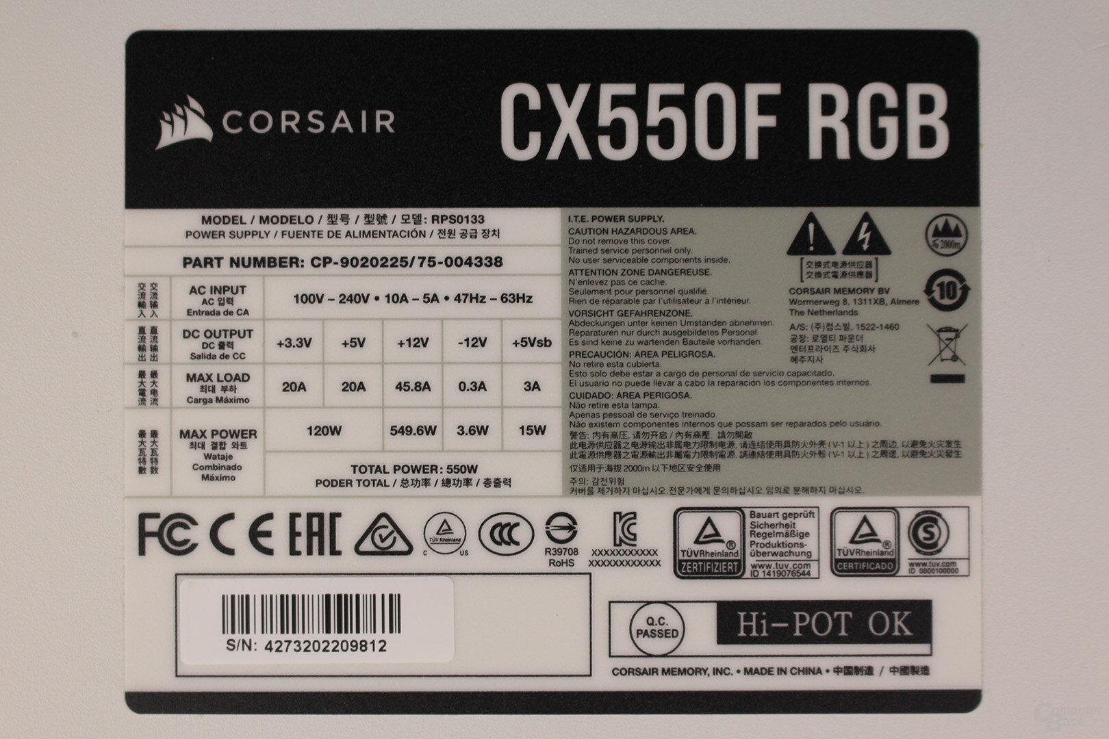 Corsair CX550F RGB White