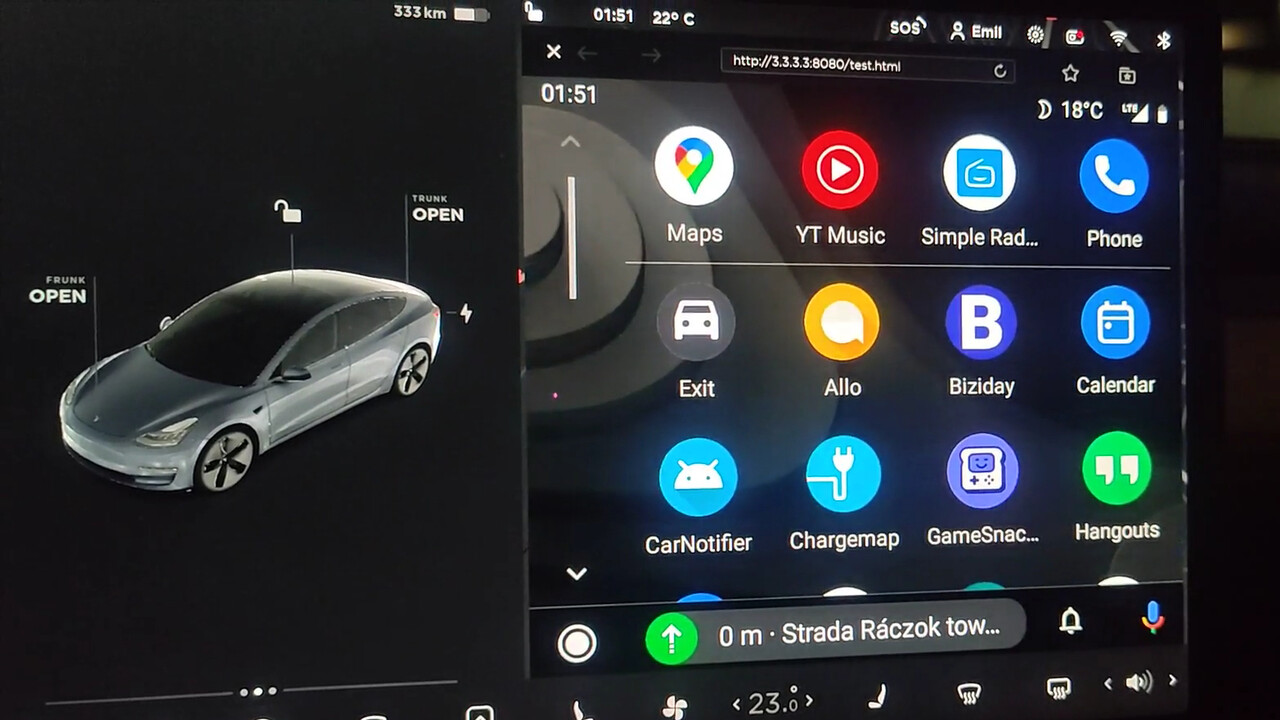 TeslAA: Entwickler bietet Android Auto im Browser für Tesla MCU an