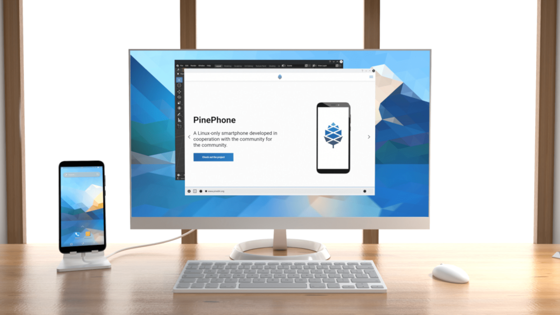 Das PinePhone Pro wird im Dock zum Linux-Desktop