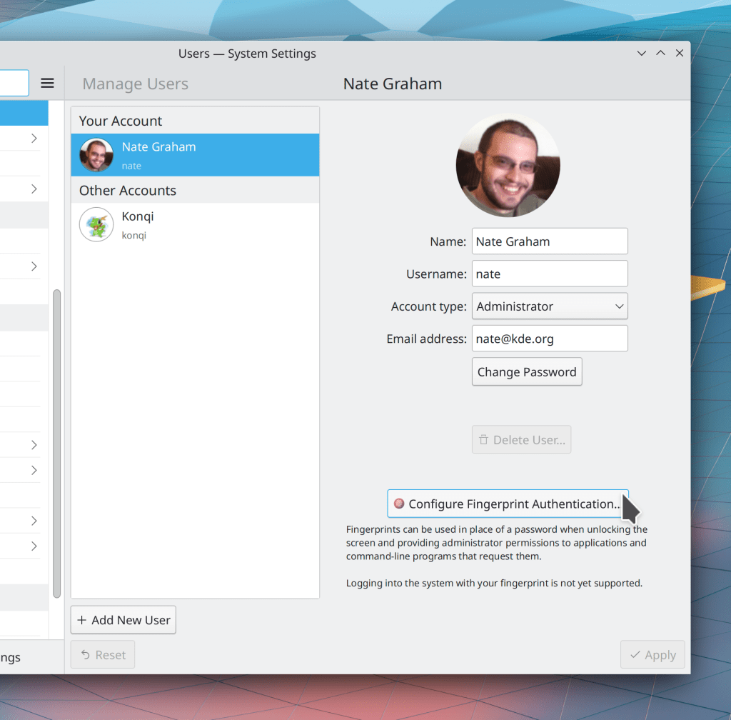 KDE Plasma lernt mit Fingerabdrücken umzugehen