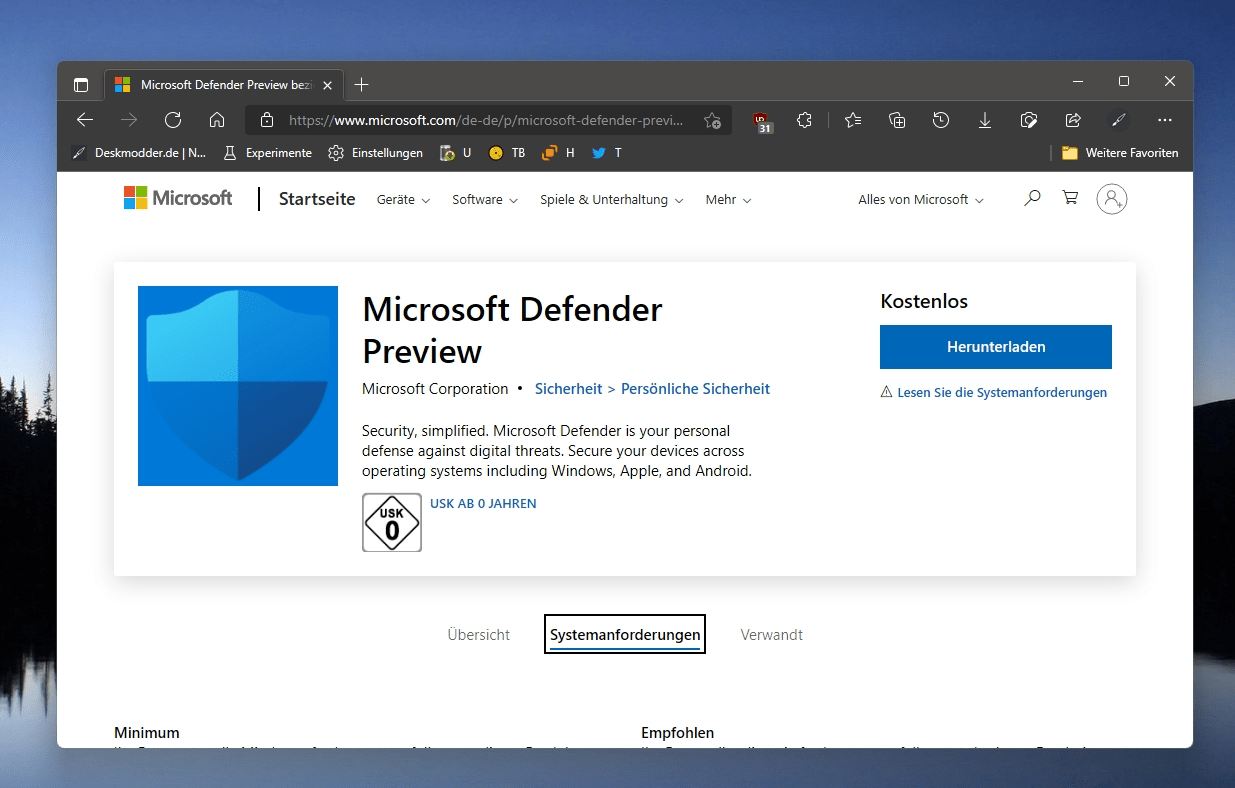 Microsoft Defender Preview im Microsoft Store