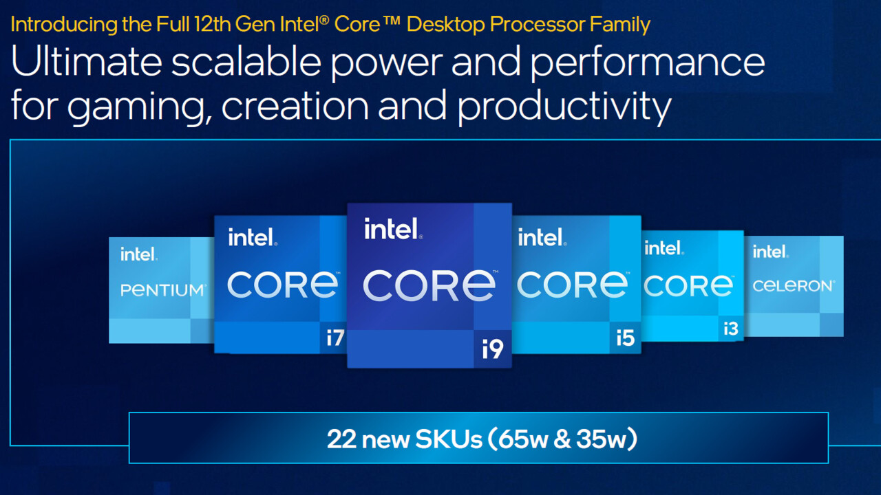 Intel Alder Lake-S: 22 Desktop-CPUs mit 2 bis 16 Kernen und 35 bis 202 Watt