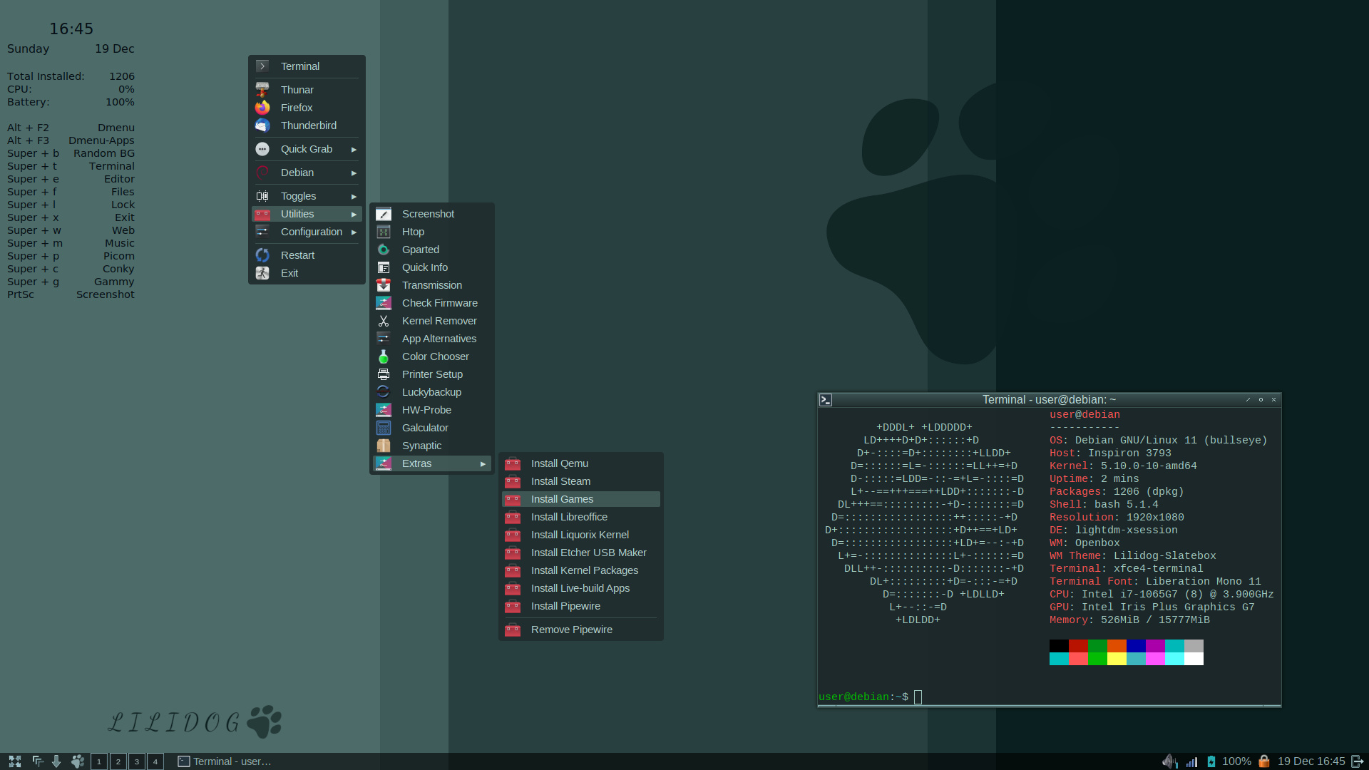 Lilidog basiert auf Debian 11 („Bullseye“) und Openbox 3.6.1
