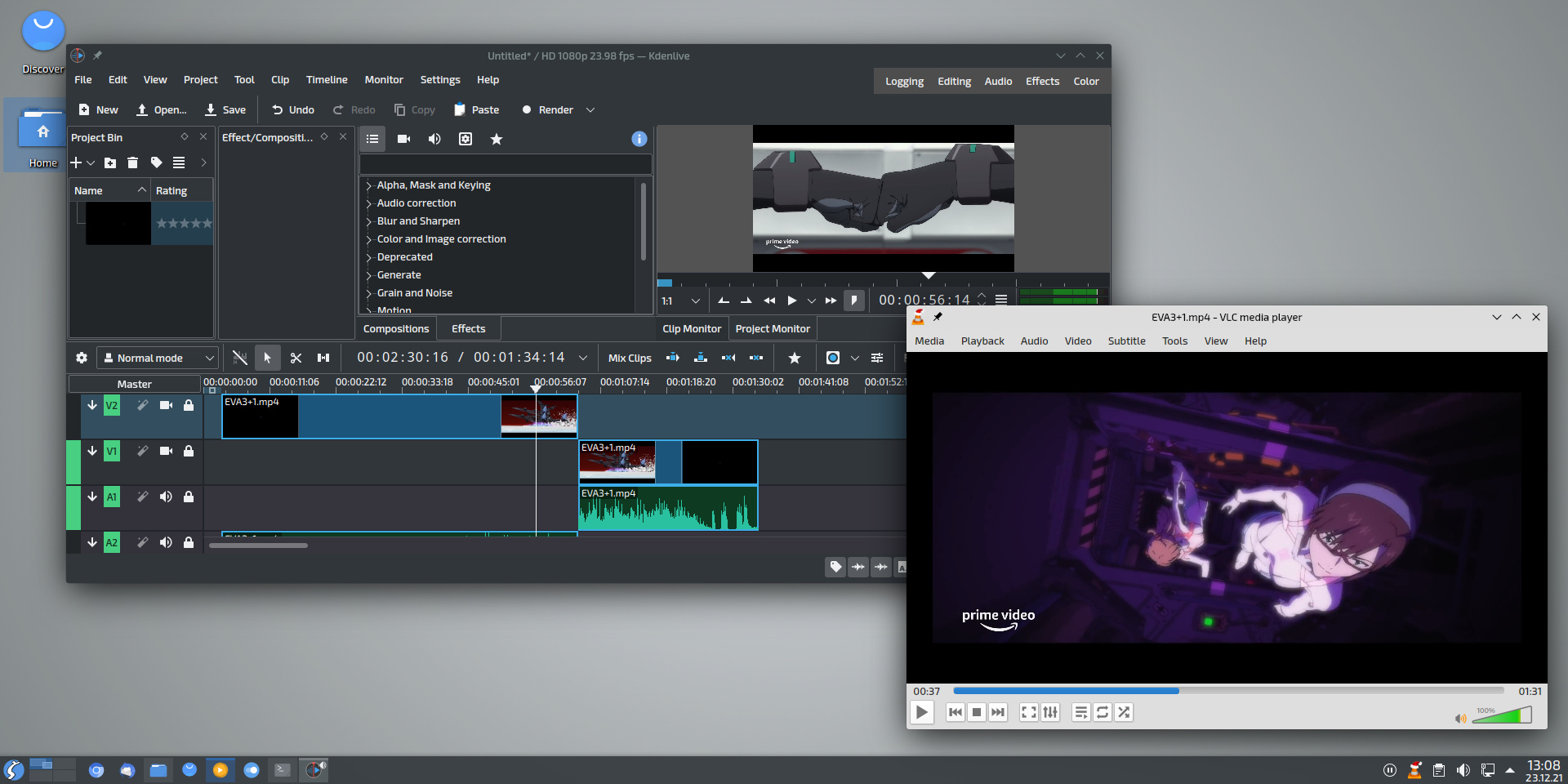 Kdenlive und der VLC media player unter Neptune 7 („Faye“)