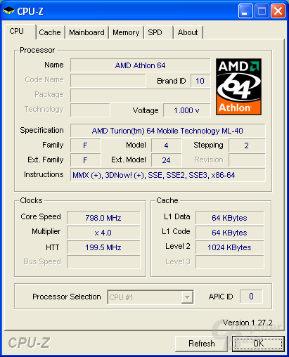 AMD Turion ML40 mit PowerNow