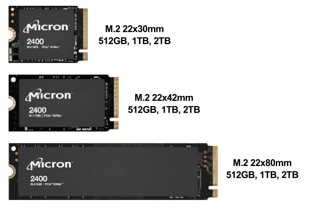 Micron 2400 SSD in drei Formaten