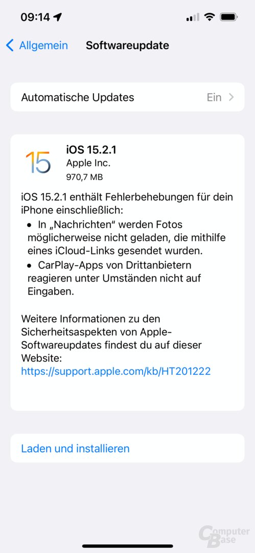Änderungen mit iOS 15.2.1