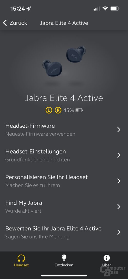 Jabra-Sound+-App mit Elite 4 Active