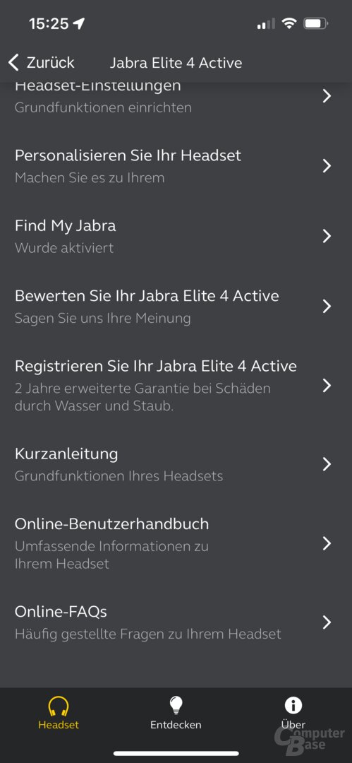 Jabra-Sound+-App mit Elite 4 Active