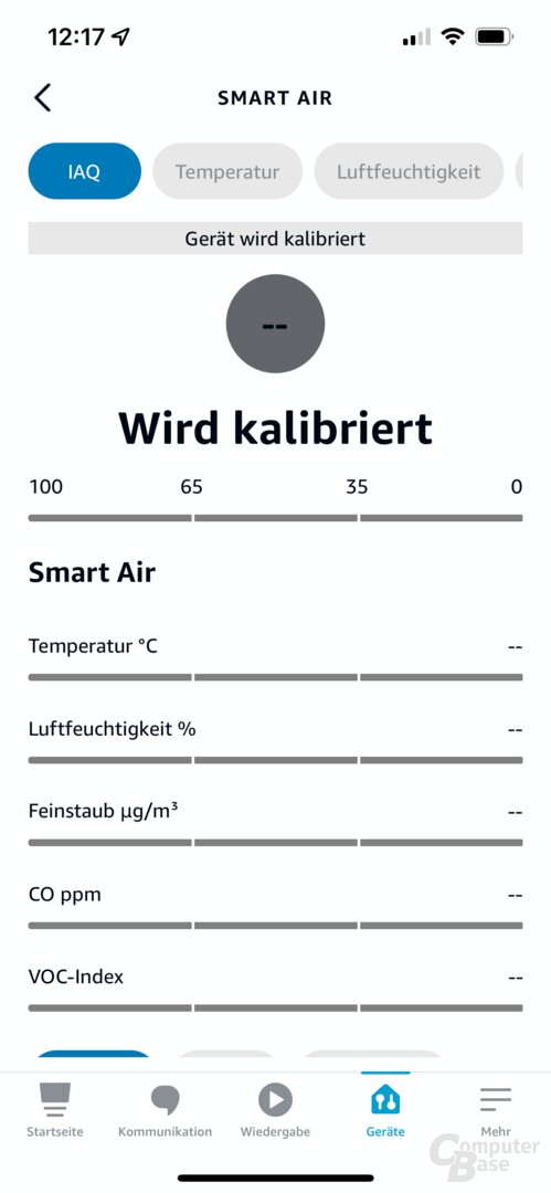 Einrichtung des Smart Air Quality Monitors in der Alexa-App