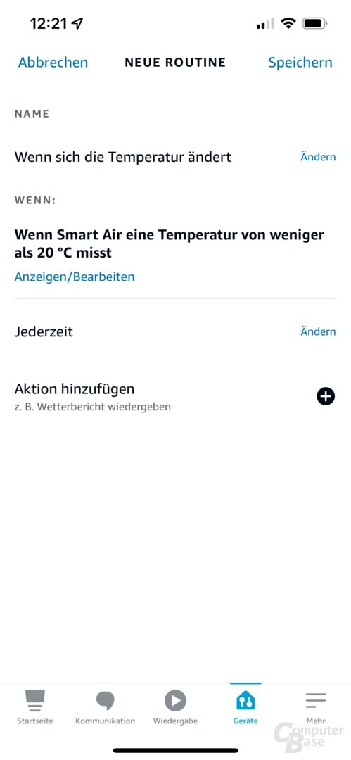 Smart Air Quality Monitor: Nur die Temperatur kann in Routinen genutzt werden