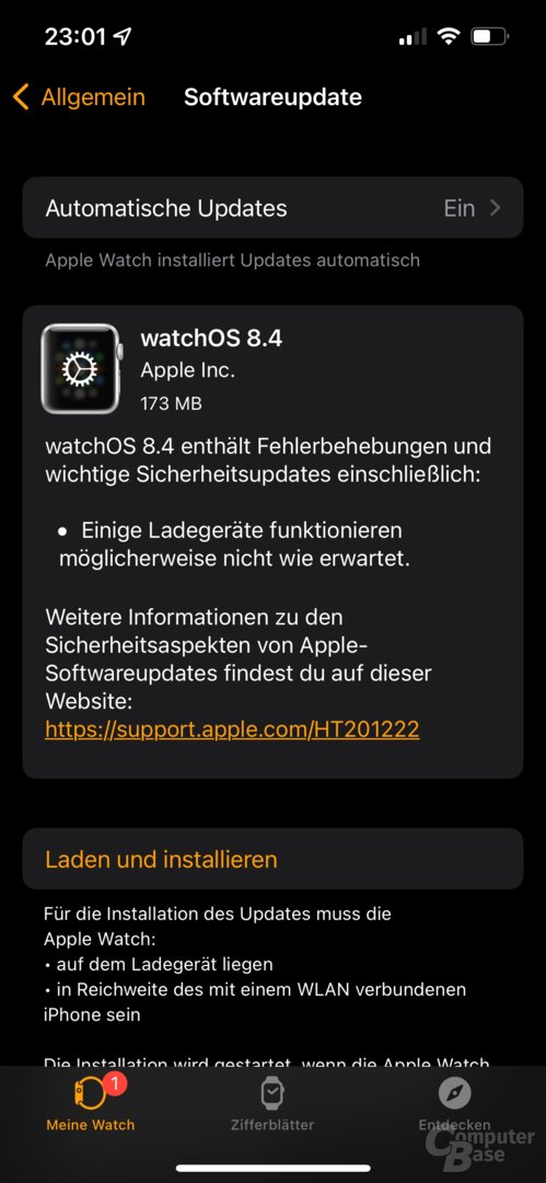 Update auf watchOS 8.4