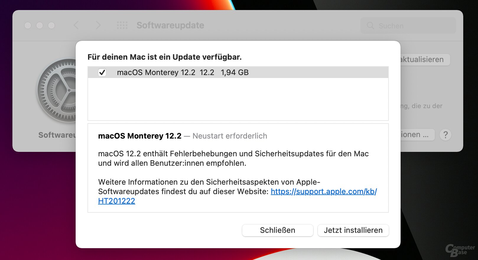 Update auf macOS 12.2