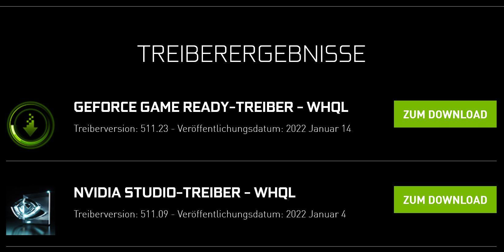 GeForce 511.23 und Studio 511.09