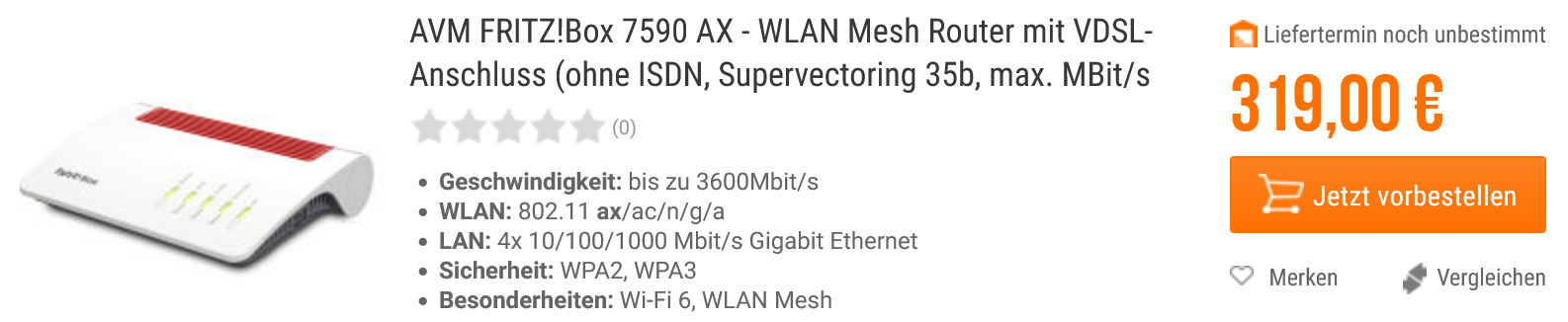 Die neue Revision der AVM Fritz!Box 7590 AX ohne ISDN-Anschluss